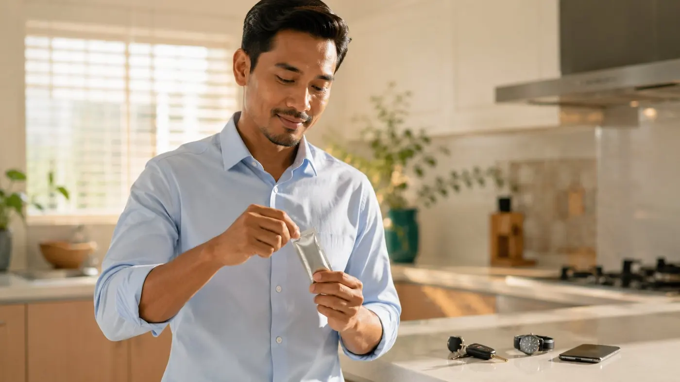 Cara ambil Enerjit: koyak sachet dan telan terus