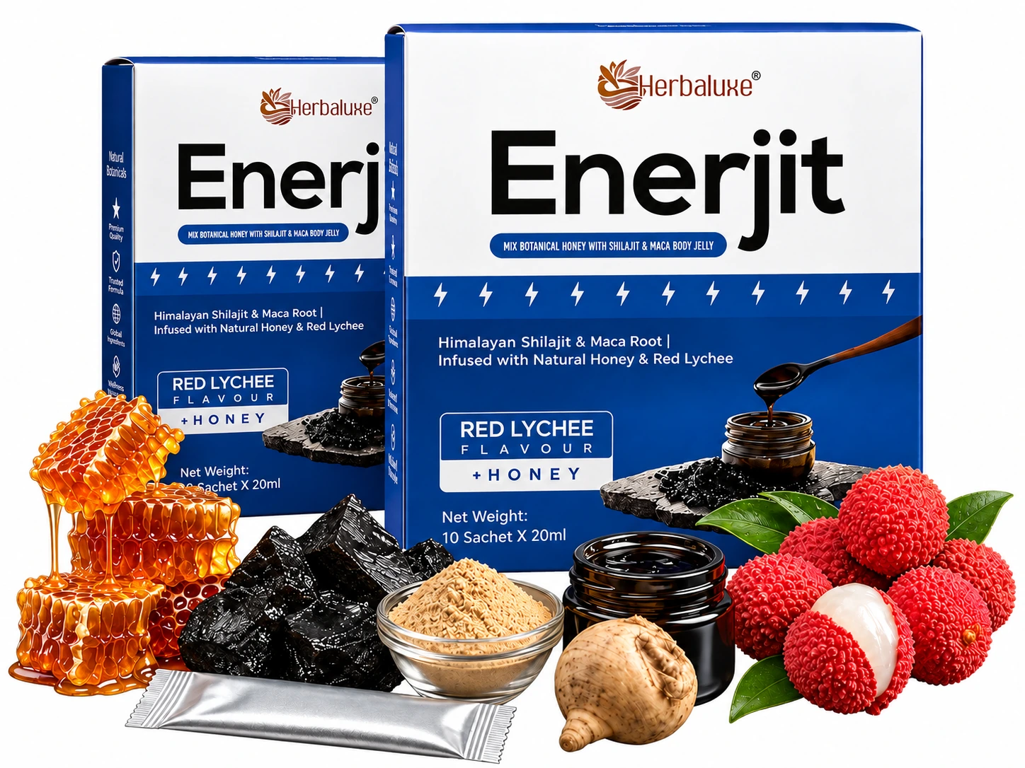 2 kotak Enerjit dengan madu, Shilajit, maca dan laici